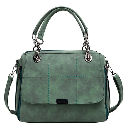 Matte Matcha Green PU Leather Boston Tote – Large-Capacity Travel Bag