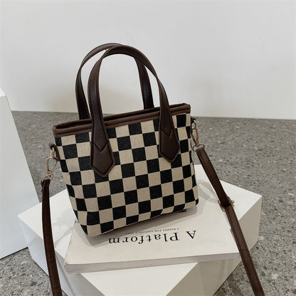 Houndstooth Checkerboard Shoulder Bag – Stylish & Versatile Tote