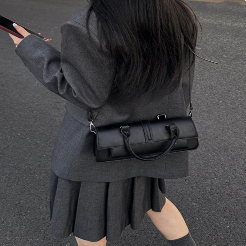 Spliced PU Shoulder Bag
