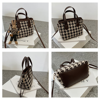 Houndstooth Checkerboard Shoulder Bag – Stylish & Versatile Tote