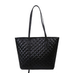 Rhombus Quilted Shoulder Tote Bag