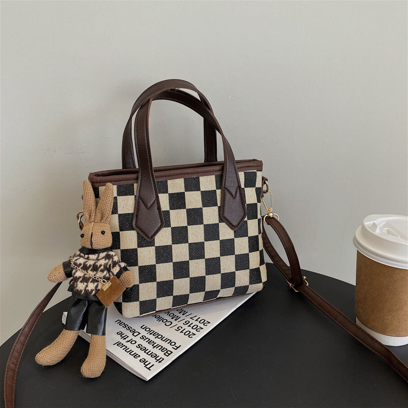 Houndstooth Checkerboard Shoulder Bag – Stylish & Versatile Tote