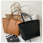 Rhombus Quilted Shoulder Tote Bag