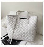 Rhombus Quilted Shoulder Tote Bag