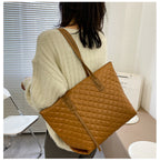 Rhombus Quilted Shoulder Tote Bag